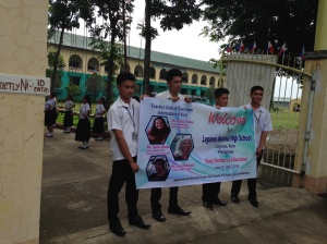 Welcome banner at Leganes National High School.